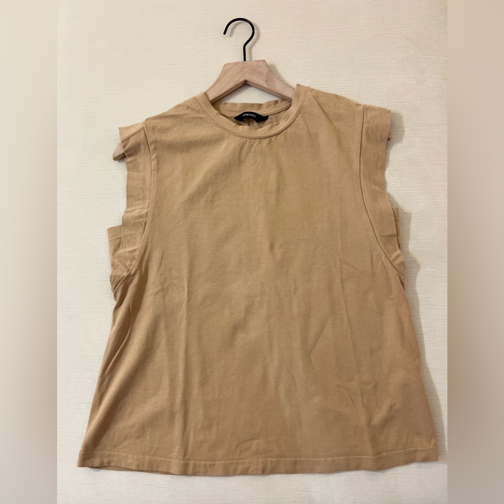 Normcore Camel Tan Muscle Tank Relaxed Fit Minimalist Elevated Basic Sleeveless